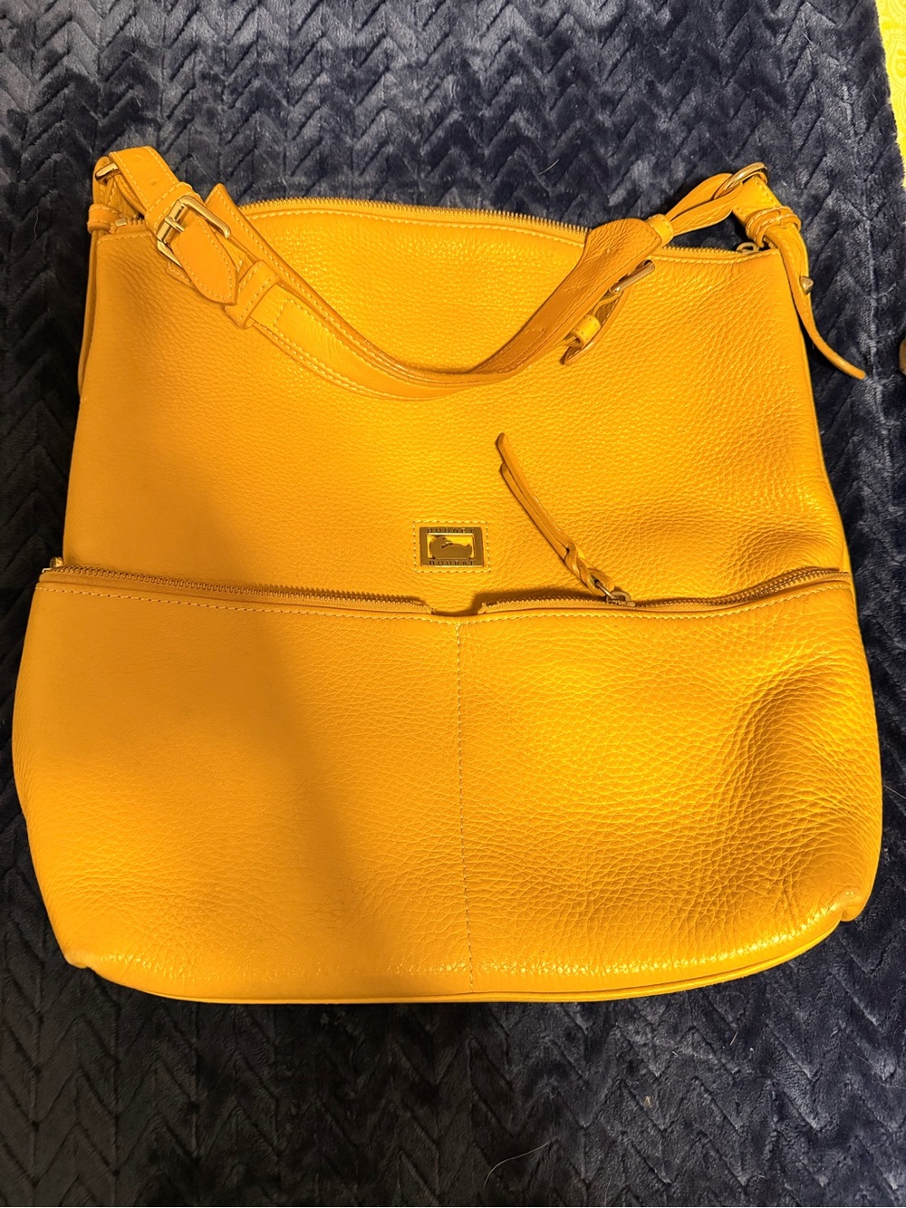 Yellow Women's Pebbled Leather Shoulder Bag